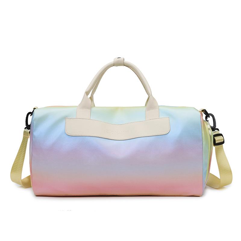 Fashion gradual change dry and wet separation fitness bag personality fresh design go out portable belt shoe warehouse trendy travel bag