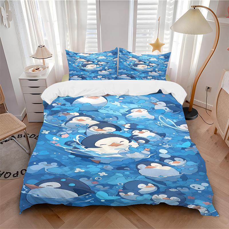 3pcs bedding set Penguin Includes 1 Comforter + 2 Pillowcases, Without Pillow Inserts, Soft Comfortable, Lightweight Breathable006