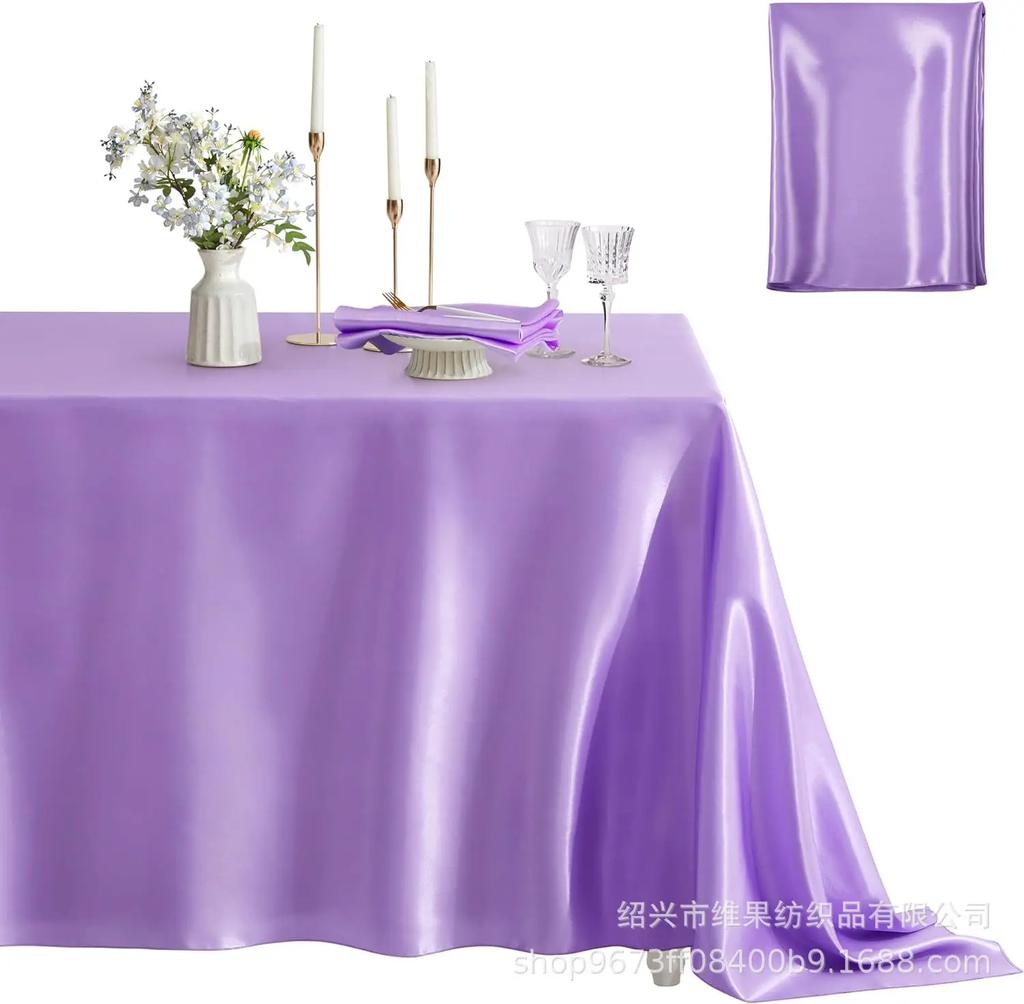 Solid Color Satin Table Cloth Tablecloth Table Cover Overlay For Birthday Wedding Banquet Restaurant Festival Party Supply