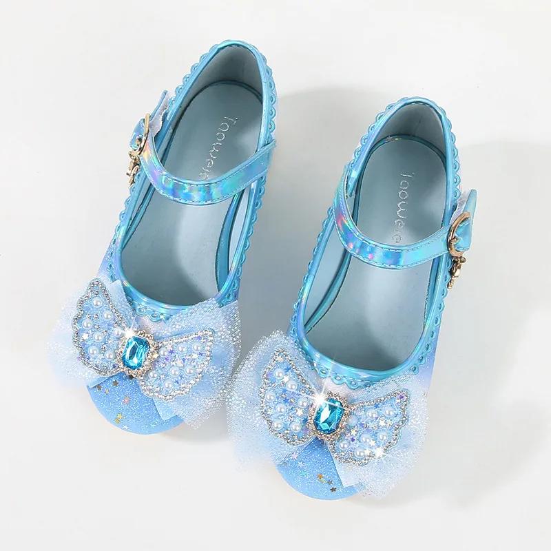 Spring Children High Heels Leather Shoes Fashion Glitter Rainbow Princess Shoes for Girls Kids Party Wedding Dress Single Shoes