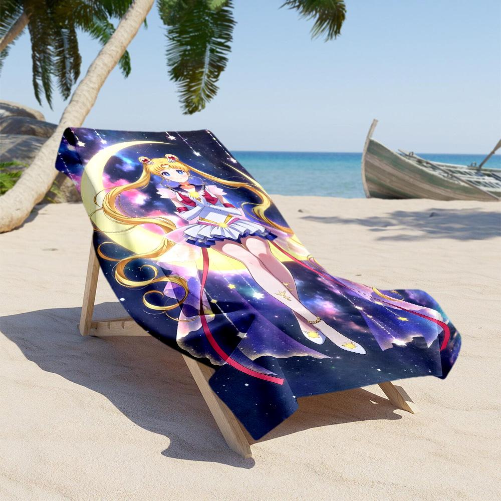 Sailor Moon Magic Durable Beach Towel soft Couple beach towel, family beach towel set Bath Accessory Perfect Gift for Valentine's Wedding Birthday