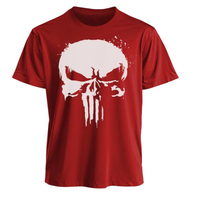Marvel TShirt Men Women Punisher American Classic Sporty Oversized Short Sleeve Distressed Skull Graphic Edgy Streetwear Tee