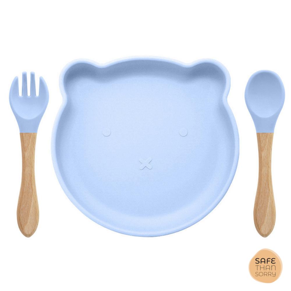 BLW silicone feeding set 3in1 for babies "Misio Głodnisio" - 3in1 BLW silicone feeding set 3in1 for babies "Misio Głodnisio"