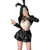 Костюм для косплея Bunny Girl Bunny на Хэллоуин, эротический, прозрачный, сексуальный, из искусственной кожи, глянцевый, с открытой грудью, экстремальный костюм, милый, набор из 4 штук