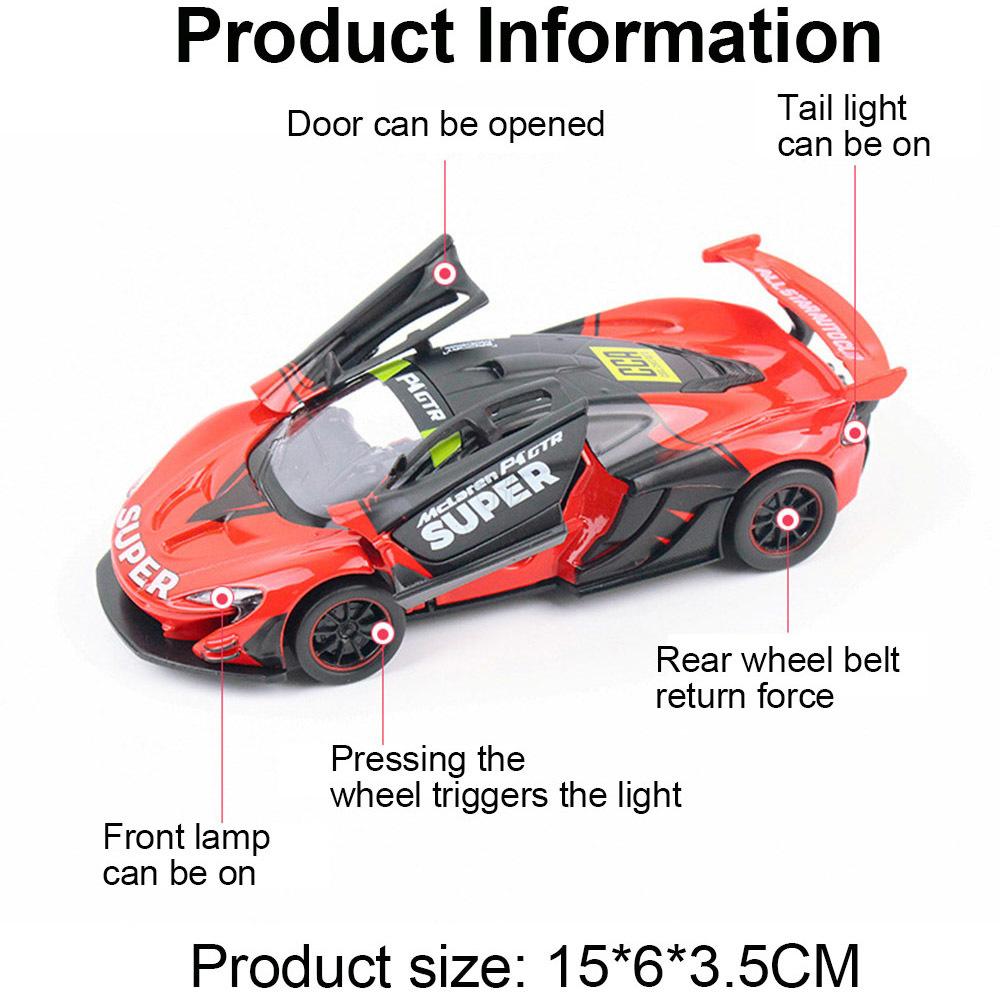 Масштаб 1/32 McLaren P1 GTR, литая под давлением модель автомобиля, игрушечный автомобиль с откатным механизмом, звуком и светом для детей, коллекция подарков для мальчиков и девочек