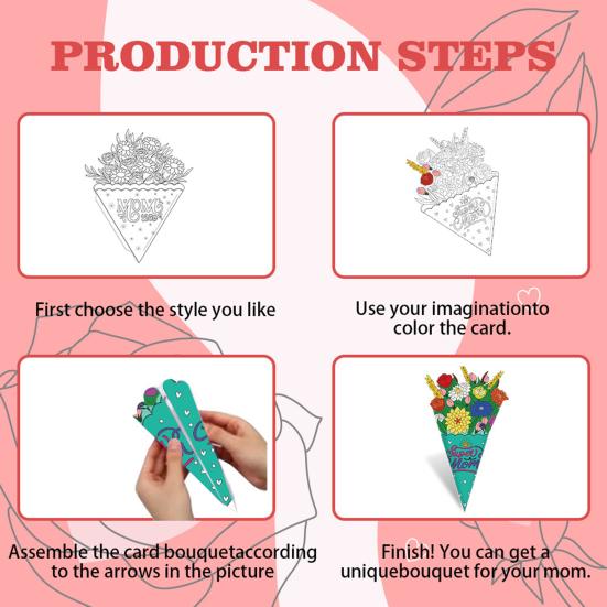 Yousheng 6Pcs Flower Bouquet Craft Kit DIY Mother's Day Paper Floral Bouquet Make Your Own Flower Bouquets Thankful Gift for Home Classroom Activities