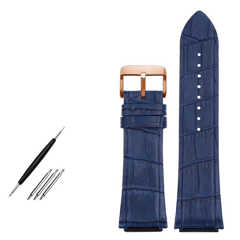 Genuine Leather Watchband For GUESS W0040G3 W0247G3 W0040G7 Series Blue Cowhide Watch Straps 22mm Wrist Band Men Bracelet