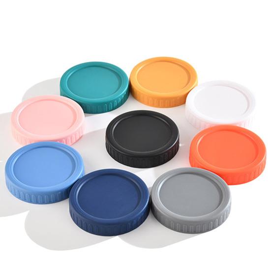 10Pcs 86MM Wide Mouth Jar Lid Silicone Seal Airtight Food Grade BPA Free Heavy Duty Leak-proof Colorful Universal Round Cup Can Cover