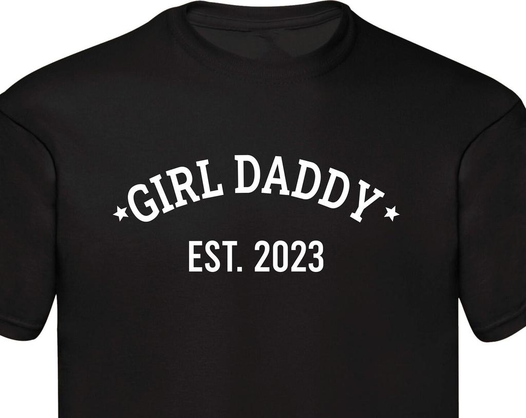 Personalised Girl Daddy Est T-Shirt, Dad GifT-Shirt, Gift For Pop Family Present For Mens Adults Fathers Day Christmas Xmas Gift Tee Tops
