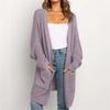 Womens Patchwork Cardigan Long Sleeve Open Front Knit Sweaters Coat Pockets