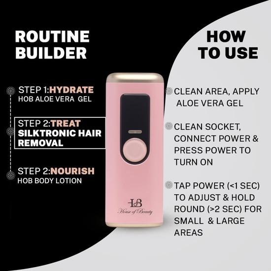 HOUSE OF BEAUTY Silktronic Pro Набор для удаления волос с технологией лазерной эпиляции IPL для лица, подмышек, рук, ног, живота, спины, лобковой области