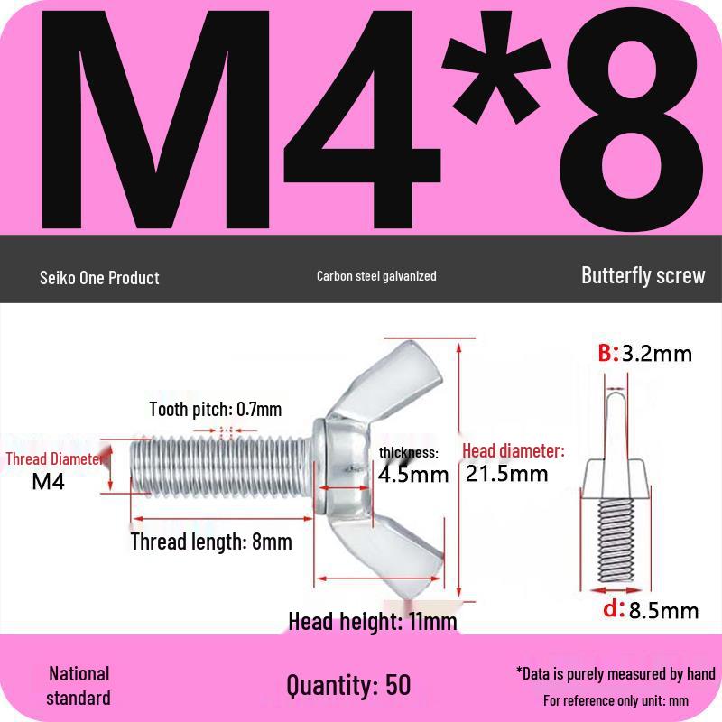 Оцинкованный болт с барашковой гайкой из углеродистой стали M4-M12