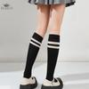 Женские полосатые носки, гольфы, хлопковые нескользящие, впитывающие пот, длинные носки выше колена для женщин