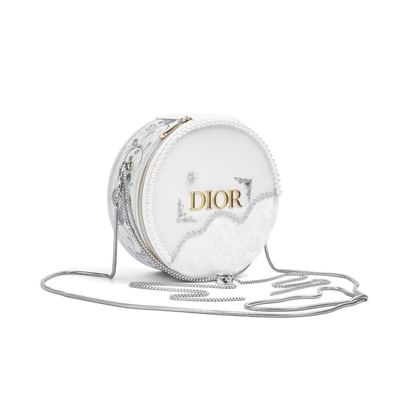 Dior Сумка [Индивидуальная косметичка] Янтарный Снег Алмазный Вальс Нежный Деликатный Простой Универсальный Жизненная Сила Девушка Круглый Торт Круглая Косметичка Хранение Косметики Красоты
