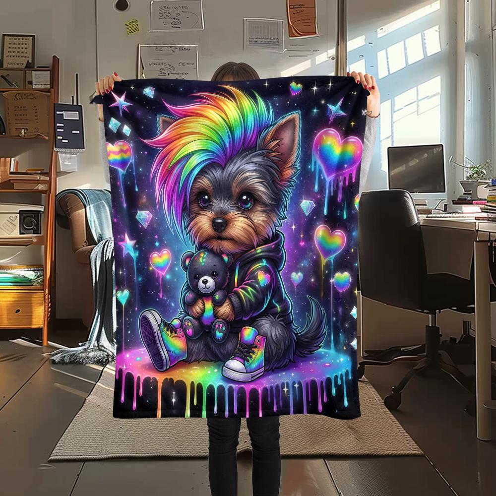 Colored Moxibustion Head Print Flannel Blanket,High quality Comfortable for All Seasons,Home Decor,Warmth and Comfort,Perfect for Christmas Gifts