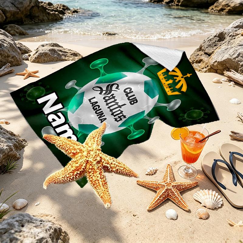 Custom Name Personalized Club Santos Laguna Print Beach Towel, for Trip Camping Beach Party Home Decor, Birthday Gift for Family & Friends