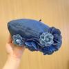 Flower Denim Beret Hats Spring Autumn Female Trendy Women Camellia  Painter Caps Casual Cotton Beanie Hats