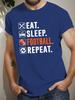 Мужская футболка с графическим принтом Eat Sleep Football и повторяющимся дизайном BoldEat Sleep Football Repeat100% хлопок, с круглым вырезом, короткий рукав, печатная