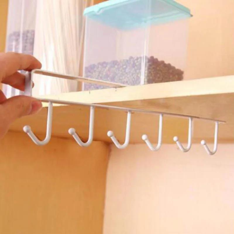 1pc Hooks Iron Art Cabinet Storage Hanger Multi-functional Hook Wardrobe Sorting Rack Kitchen Seamless Nail Free Hook