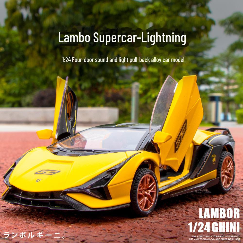 Модель автомобиля Lamborghini из легкого сплава Black Mamba в масштабе 1/24 с инерционным механизмом, звуком, светом и функцией верхней двери.