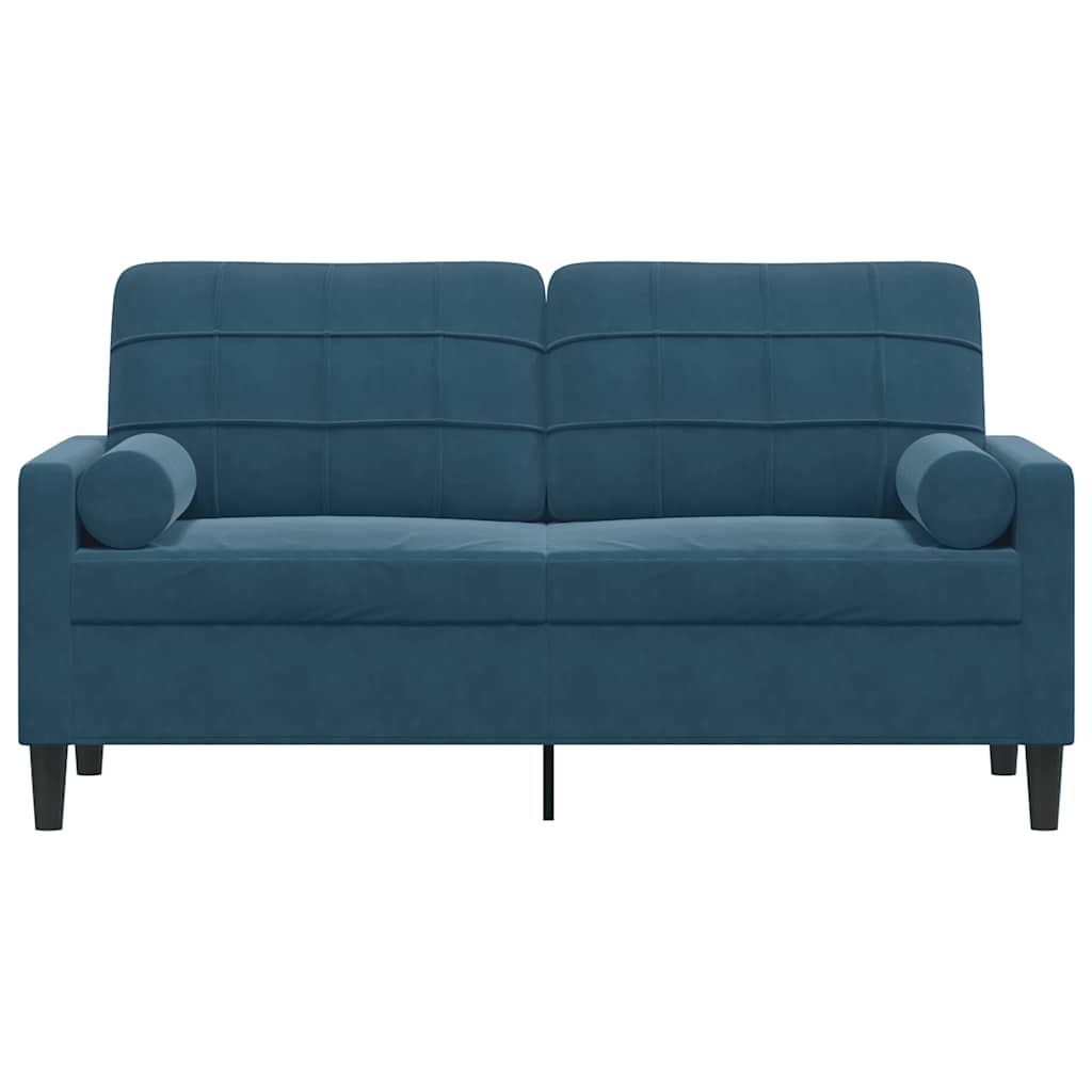 Vidaxl 2-Osobowa Sofa Z Poduszkami, Niebieska, 140 Cm, Aksamit