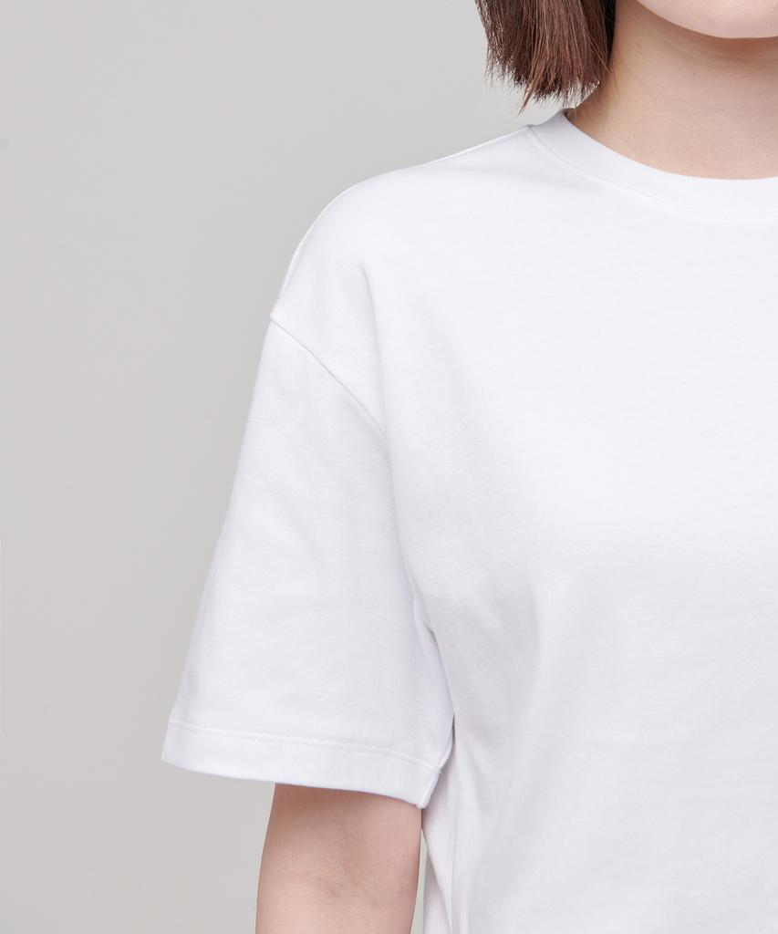 MUSINSA STANDARD WOMAN Женская укороченная футболка свободного кроя с круглым вырезом [Белый]