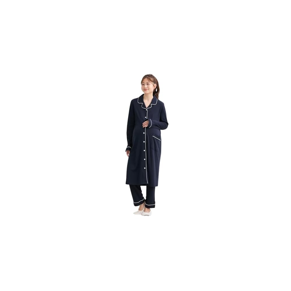 Nissen Maternity Pajamas - Comfortable and Easy to Wear, Cotton Blend Smooth Opening, Navy,