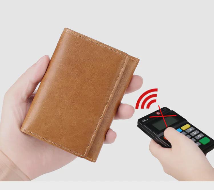 Держатель для карт из вощеной коровьей кожи с защитой от кражи RFID - многофункциональный ретро-дизайн