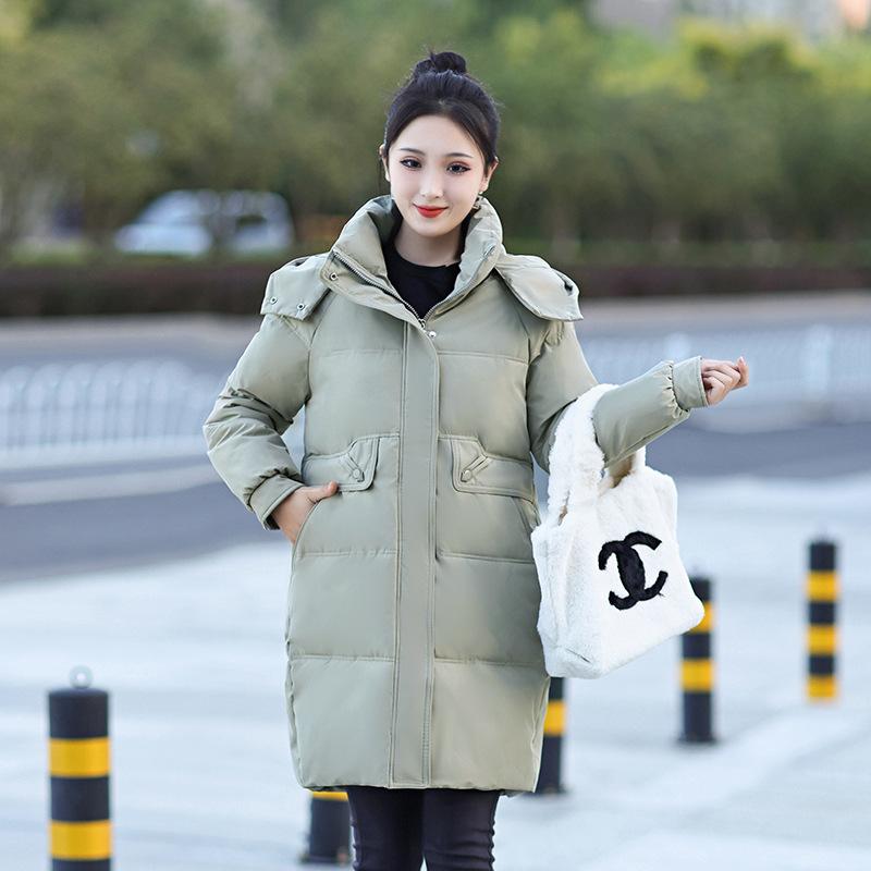 Down Jacket for Women Hooded Medium-length Jacket Winter Thick Section Korean Fashion Warm Casual Coats Parkas