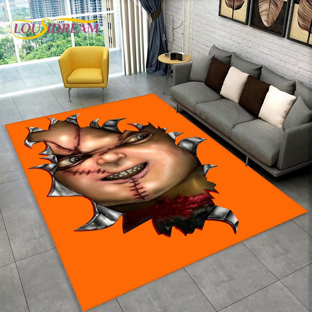 Коврик из мультфильма с персонажем фильма ужасов Чаки пила, ковер для гостиной, спальни, дивана, коврик для украшения, нескользящий напольный коврик