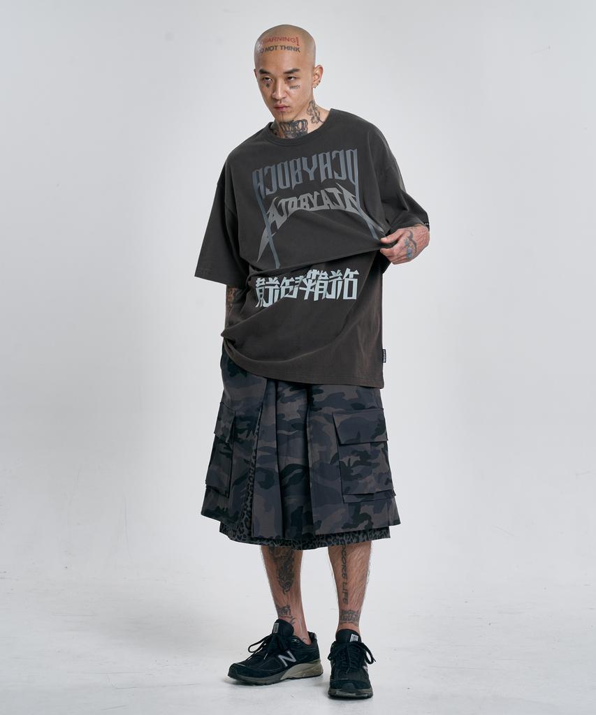 AJOBYAJO [Pba] Arch Logo Washed Layered T-Shirt [Charcoal]