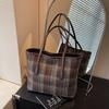 Повседневная сумка-клетка большой вместимости для поездок на работу, женская новая осенне-зимняя универсальная сумка через плечо, повседневная сумка-тоут