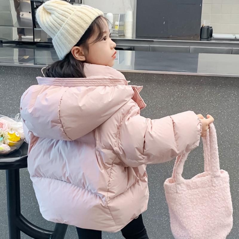 Новая стильная куртка на гусином пуху для девочек, стильная зимняя куртка, детская одежда, трехслойное пальто, теплая детская зимняя одежда