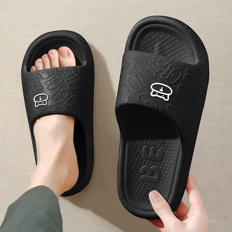 Outdoors Summer Women Men Flat Thick Platform Slippers Non-Slip Cartoon Home Bath Sandals Beach Slides Couples Ladies Shoes