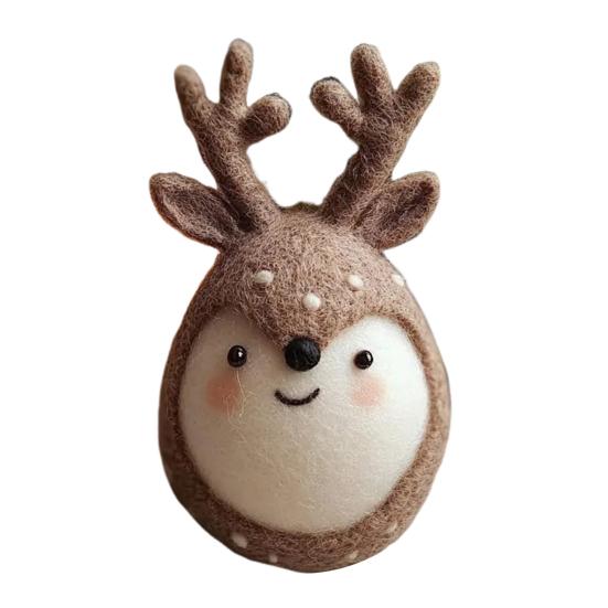 Felt Reindeer Figurine Handmade Elk Christmas Decoration Cute Small Wool Felt Crafts for Winter Holiday Tiered Tray Home Table Decor