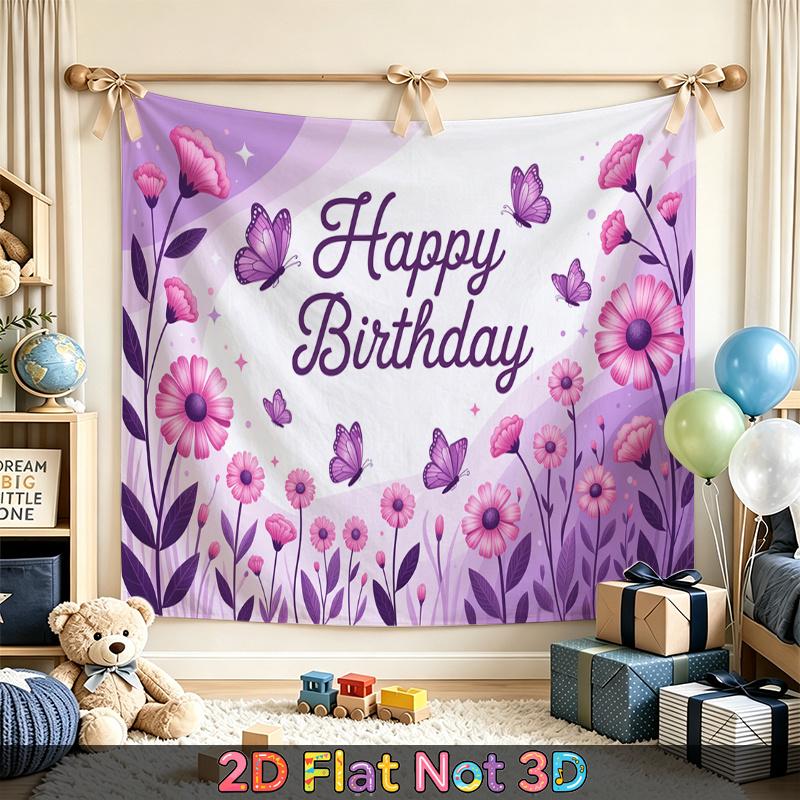 Party Backdrop Birthday Floral Purple Photo Booth Background Front Door Decor