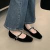 Одиночная обувь весна новая мода квадратный носок мелкий вырез удобная студенческая плоский каблук одна педаль ленивая обувь женская