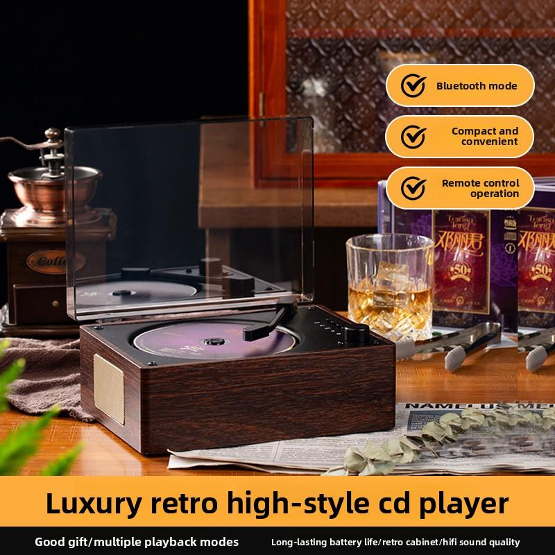 Retro Vinyl Record Player, Album CD Player, Bluetooth Speaker, Rechargeable Turntable for Home