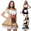 Charming Green V Neck Dirndl Costume Featuring Lace Design Ideal For Oktoberfest Events