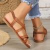 Сандалии на плоской подошве женские летние с круглым носком и открытым носком модные женские туфли