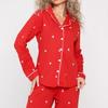 Women’s Red Christmas Print Pajama Set - Long Sleeve Top & Pants