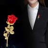 Red Rose Brooch Oil Dripping Process Jewelry Suit Coat Collar Dress Hat Decoration Flower Brooch for Formal Party Wedding