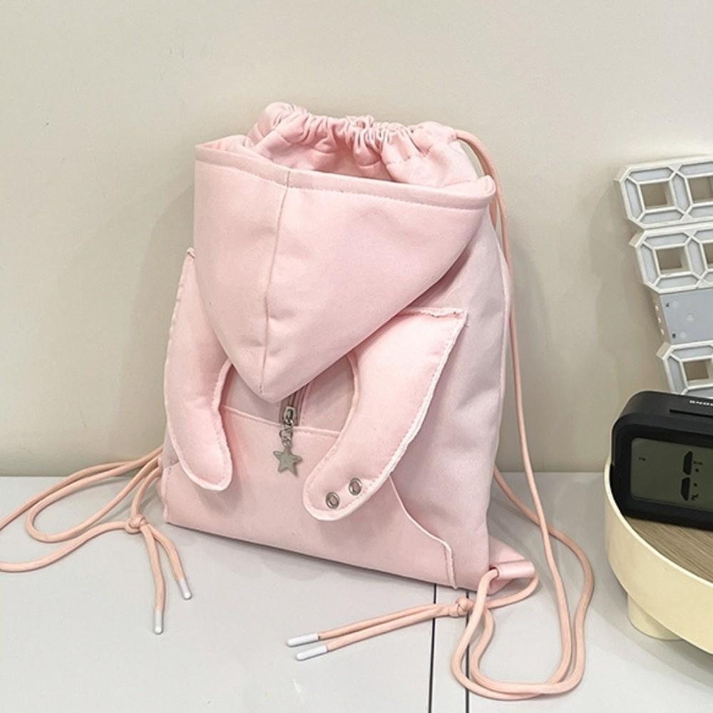 Star Pendant Hoodie Design Schoolbag Ox Horn Drawstring Bag Simple Hooded Backpack Gift