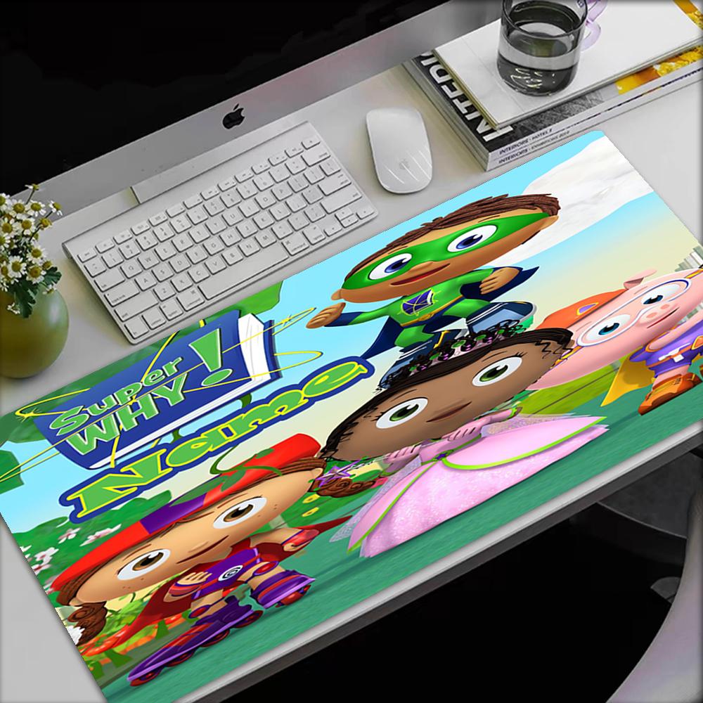 Custom Name Super Why Theme Mouse Pad, Non Slip Rubber Base, Multifunctional Office & Home Decor, Perfect for Workspace Personalization.