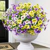 1 Bundles Look Real Artificial Flowers for Outdoors, Realistic Fake Outdoor Flowers, UV Resistant Silk Pansy Flowers for Outside Faux Flower Plants