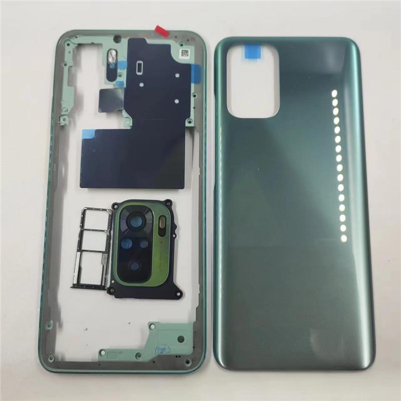 Полный корпус для Xiaomi Redmi Note 10S Задняя крышка аккумулятора Задняя средняя рамка + Кнопка громкости + Стекло камеры + Лоток для SIM-карты