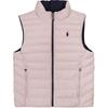Polo Reversible Logo Embroidered Vest With Stand Collar And Zipper Kids Vests Pink 323949920-001