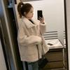 Женское свободное пальто из плюша с подкладкой из флиса в корейском стиле для весны и осени