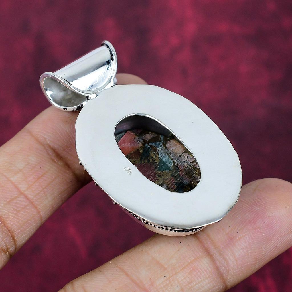 Медный кулон с мультитурмалином ручной работы, кулон из стерлингового серебра 925 пробы, красивые украшения, подарок для любви