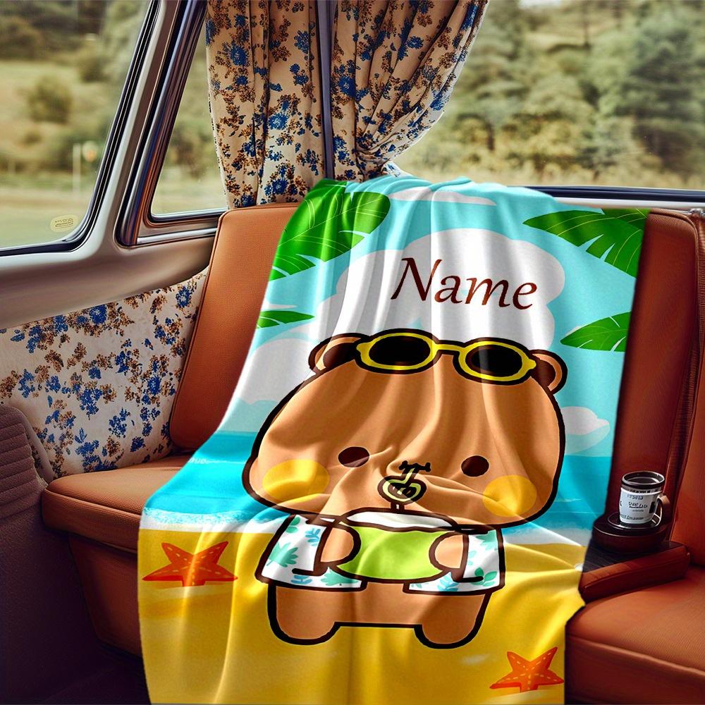 Sanrio Characters Beach Scene Rv Blanket Personalized Name Soft Comfortable Stylish Rv Blanket Car Blanket Perfect For Rv Travel Rv Camping Rv Outdoor